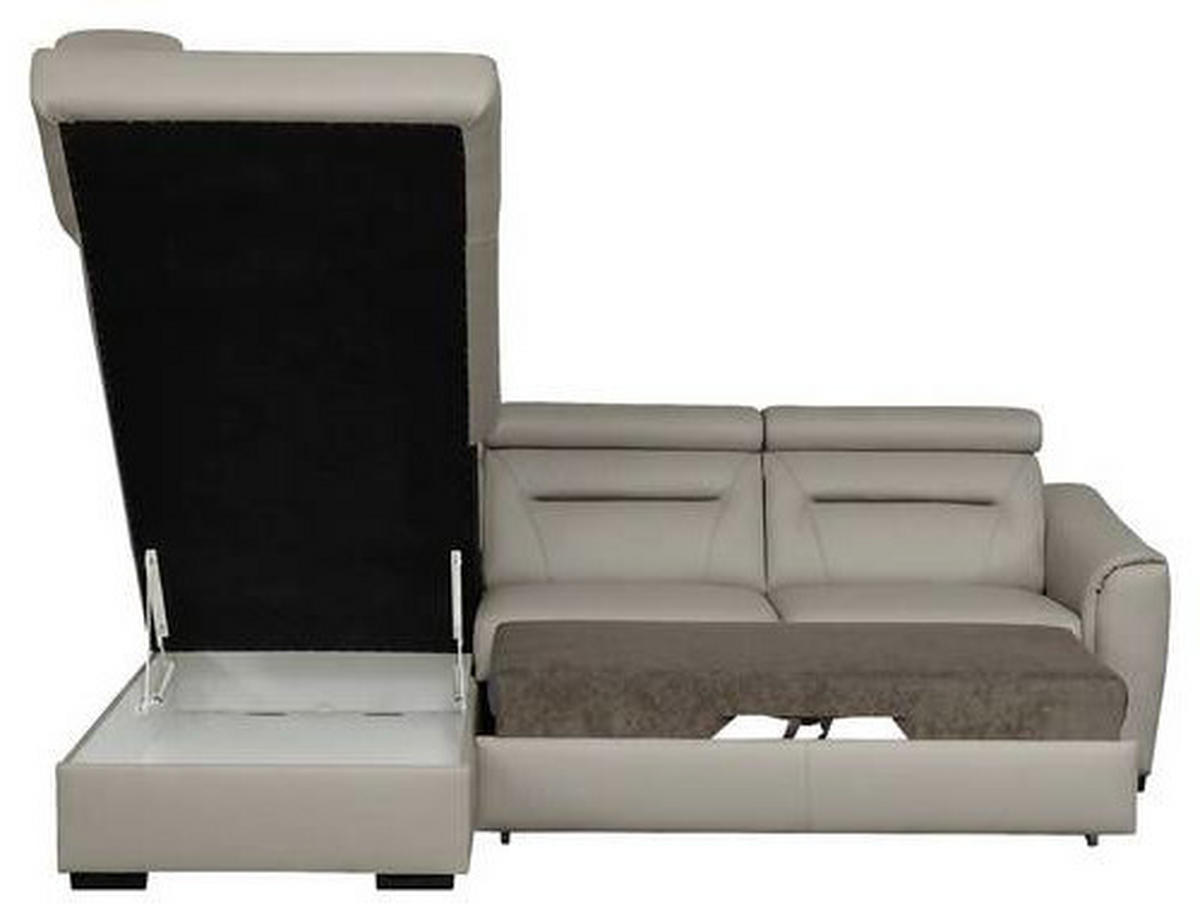 ECKSOFA  in Lederlook Echtleder Schlammfarben  - Wengefarben/Schlammfarben, Design, Leder/Holz (212/260cm) - Celina Home