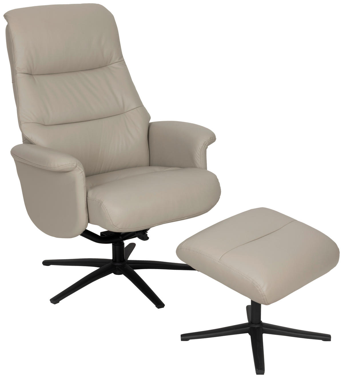 RELAXSESSELSET REACH Lederlook Echtleder    - Hellgrau/Schwarz, Design, Leder/Textil (76/107/79cm) - Livetastic