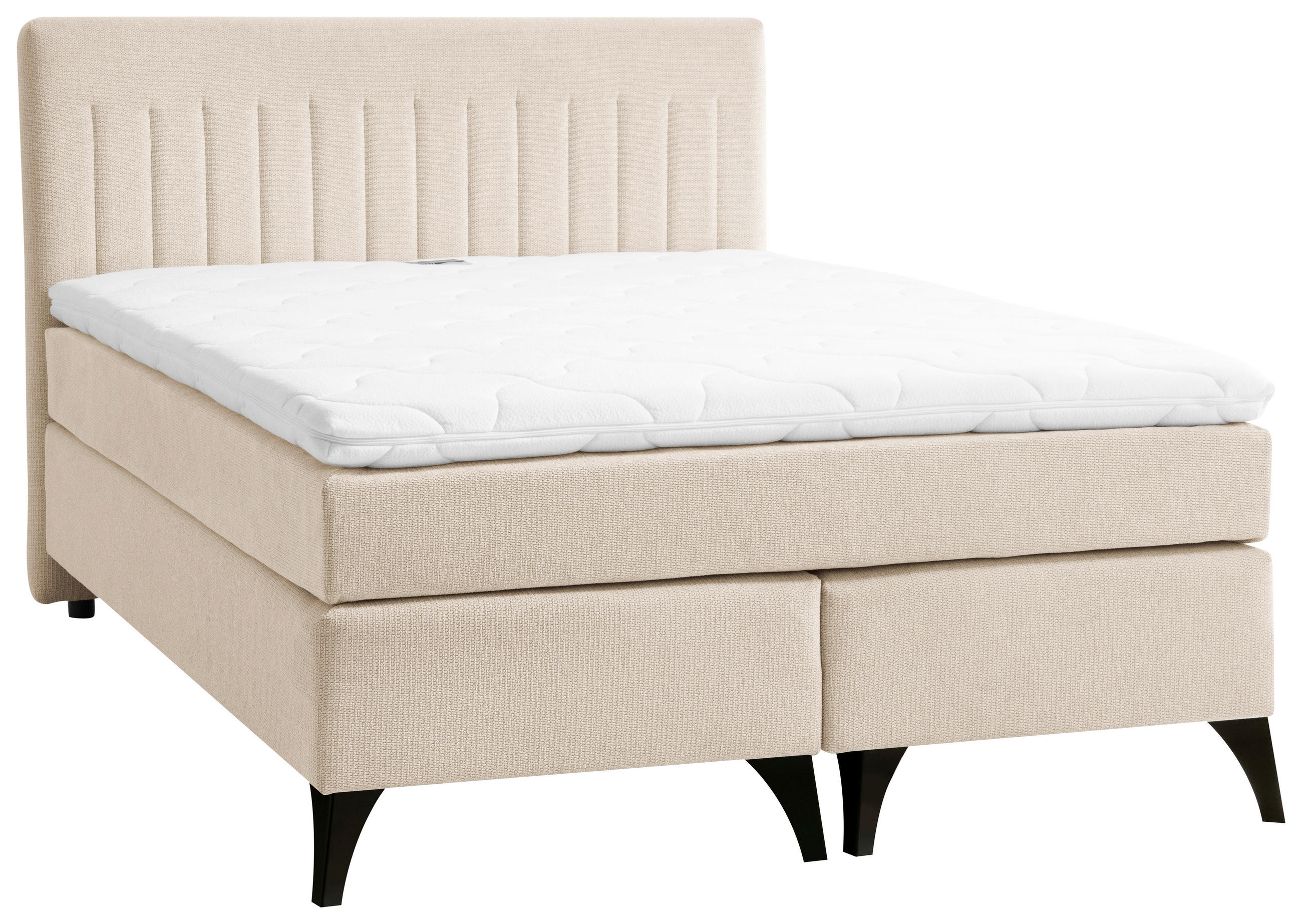 BOXSPRINGBETT 140/200 cm  in Beige  - Beige/Schwarz, Basics, Textil/Metall (140/200cm) - Boxxx