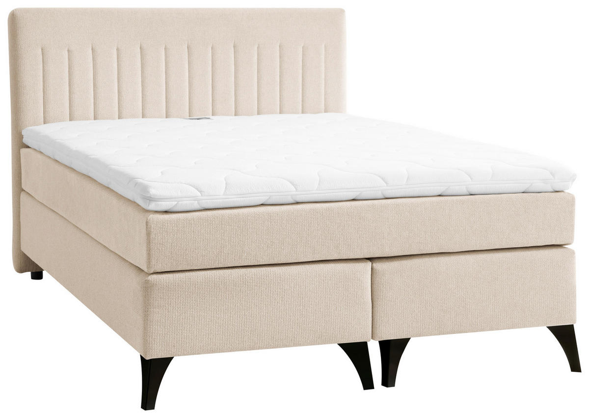 BOXSPRINGBETT 140/200 cm  in Beige  - Beige/Schwarz, Basics, Textil/Metall (140/200cm) - Boxxx