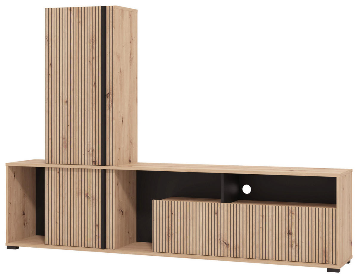 TV-ÁLLVÁNY Artisan tölgy  - Artisan tölgy, Basics, faalapú anyag (195,5/139,5/33cm) - Xora