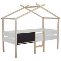 HAUSBETT 90/200 cm,  in Schwarz, Weiß, Kieferfarben, Leiter, Rollrost  - Schwarz/Weiß, Design, Holz/Holzwerkstoff (90/200cm) - Xora