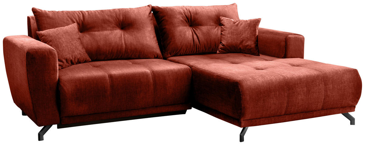 ECKSOFA in Velours  - Schwarz, Modern, Textil/Metall (246/177cm) - MID.YOU