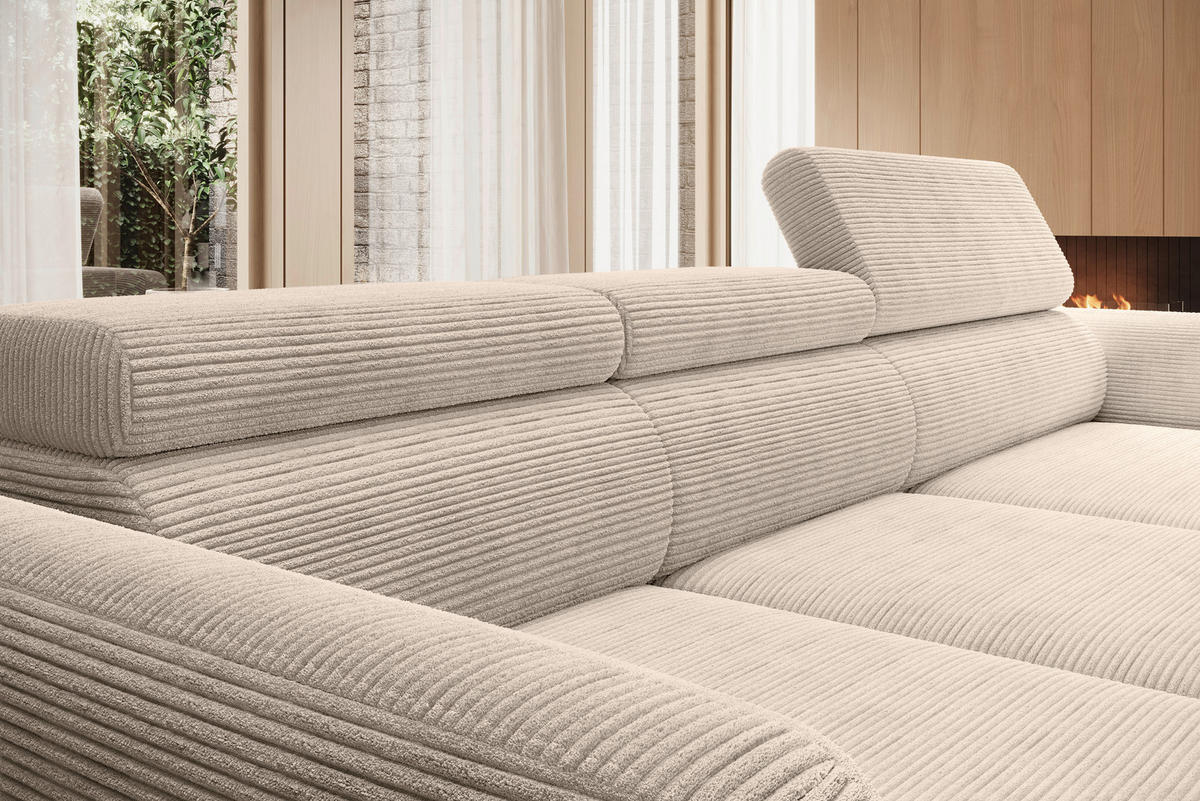 ECKSOFA in Cord Taupe  - Taupe/Schwarz, Konventionell, Textil/Metall (277/174cm) - Carryhome