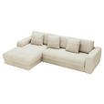 ECKSOFA in Cord Creme  182/302 cm  - Creme/Schwarz, MODERN, Kunststoff/Textil (182/302cm) - Carryhome