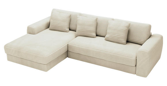 ECKSOFA in Cord Creme  182/302 cm  - Creme/Schwarz, MODERN, Kunststoff/Textil (182/302cm) - Carryhome