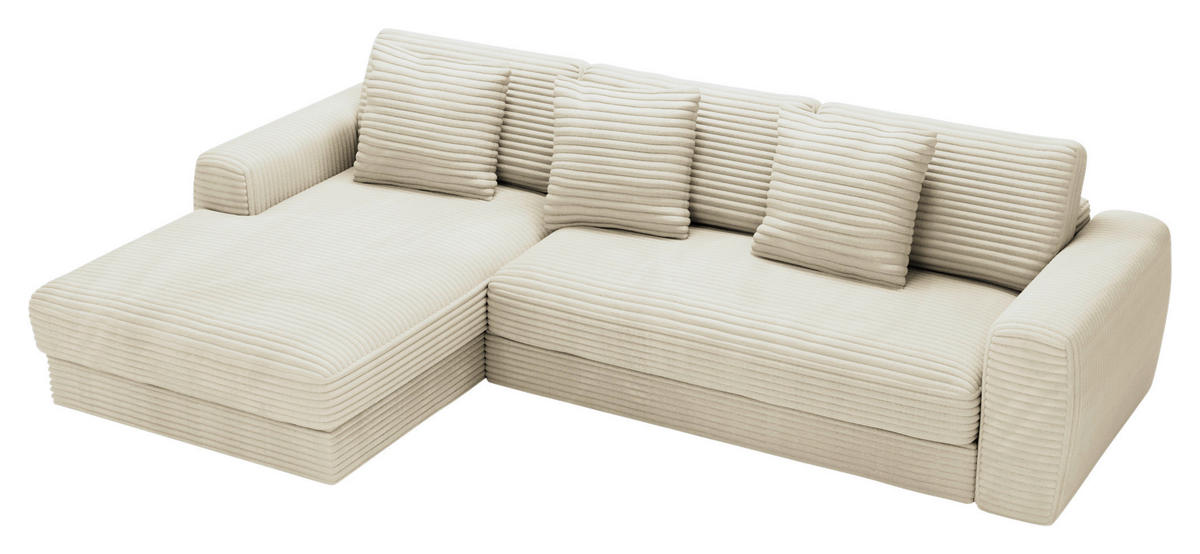 ECKSOFA in Cord Creme  - Creme/Schwarz, Modern, Kunststoff/Textil (182/302cm) - Carryhome