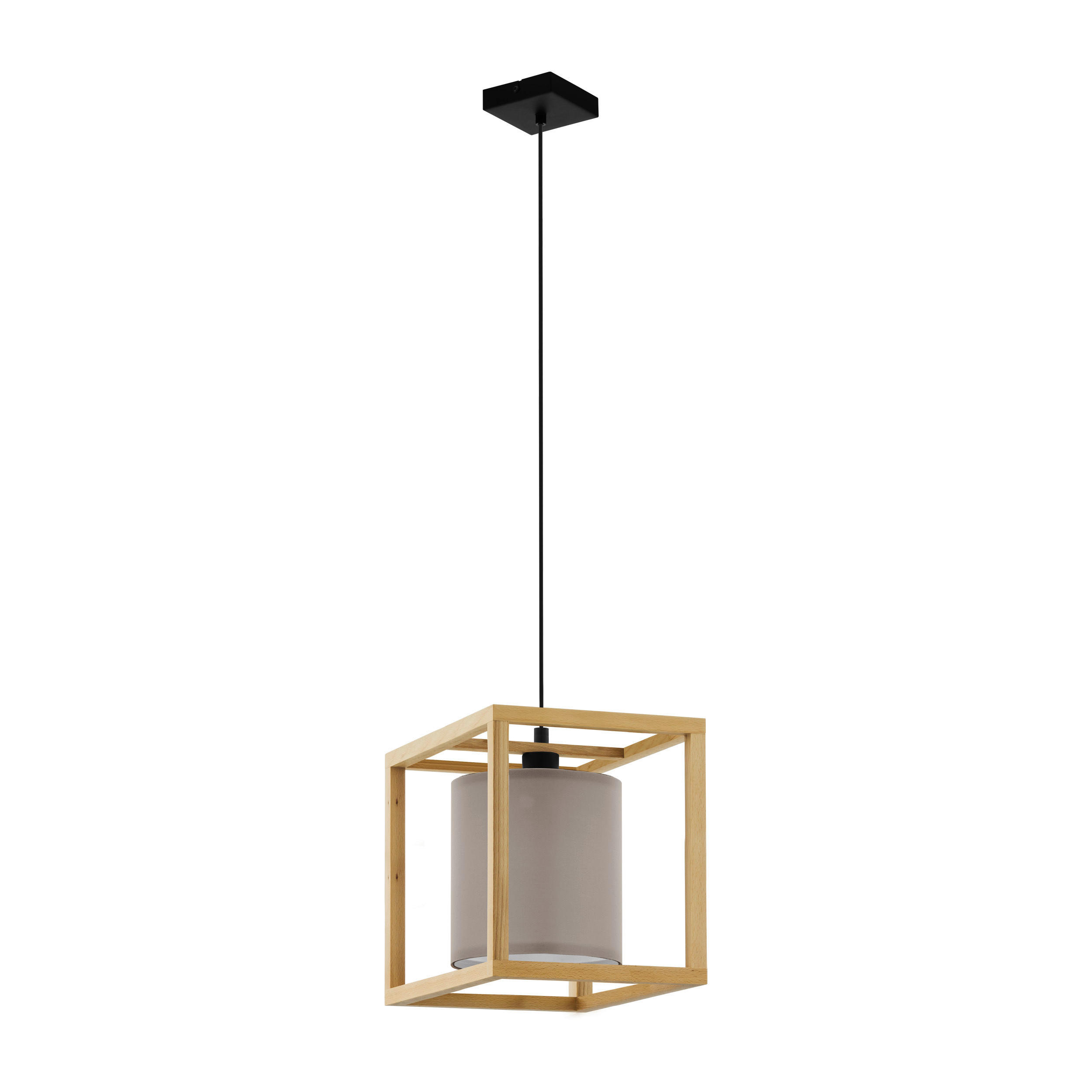 HÄNGELEUCHTE 30/30/150 cm  - Schwarz/Braun, Natur, Holz/Textil (30/30/150cm) - Eglo