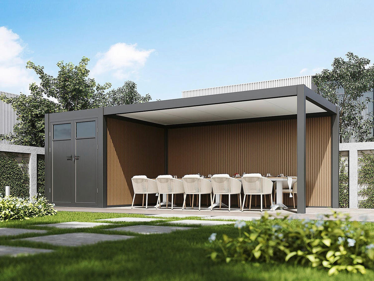 CARPORT 300/255/720 cm Aluminium  - Graphitfarben, Basics, Metall (300/255/720cm) - Gardenson
