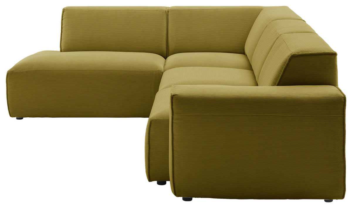 ECKSOFA in Cord Gelb, Grün  - Gelb/Schwarz, Design, Kunststoff/Textil (210/270cm) - Pure Home Lifestyle