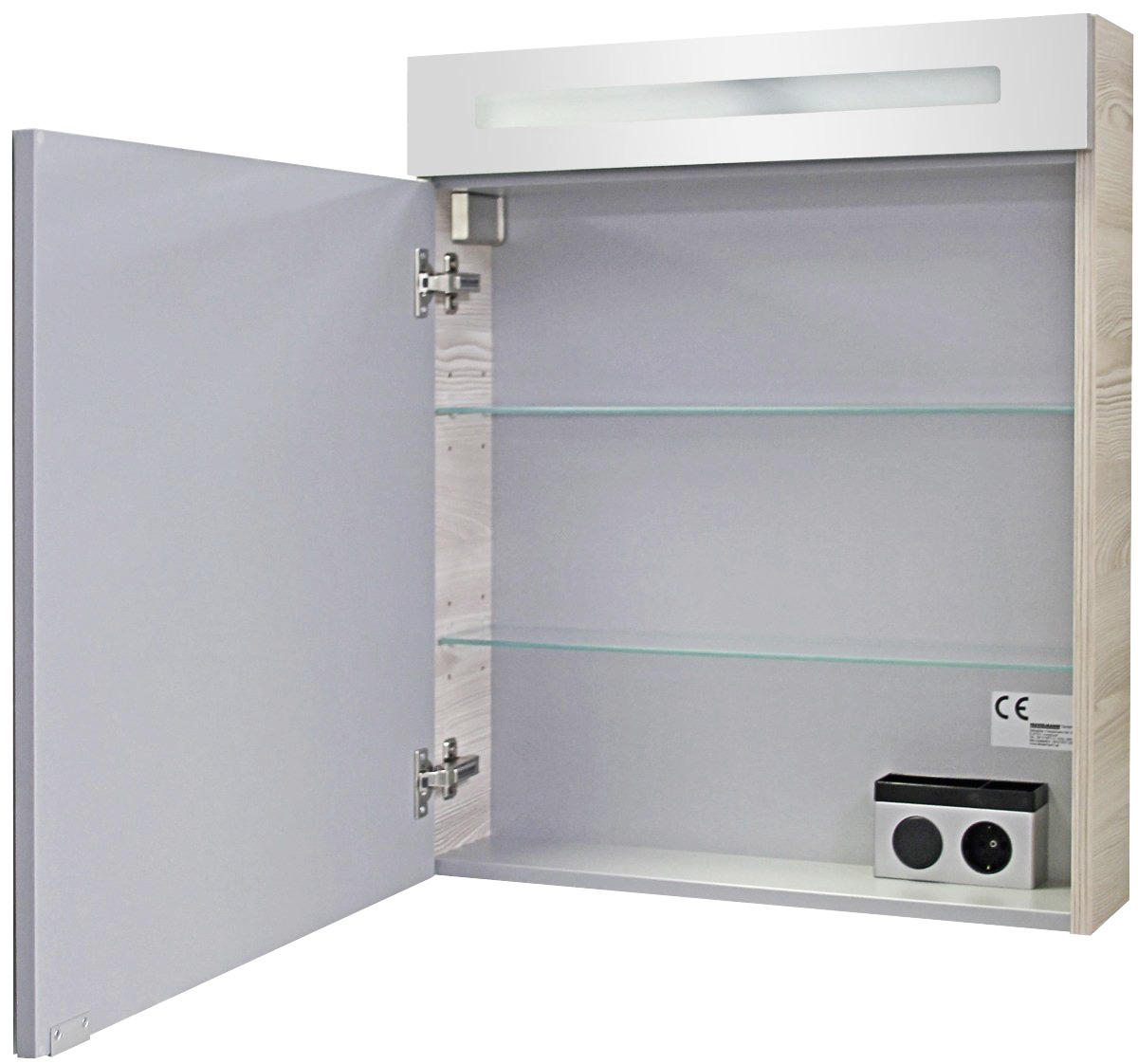 SPIEGELSCHRANK 60/71/16 cm  - Eschefarben/Alufarben, MODERN, Glas/Holzwerkstoff (60/71/16cm) - MID.YOU