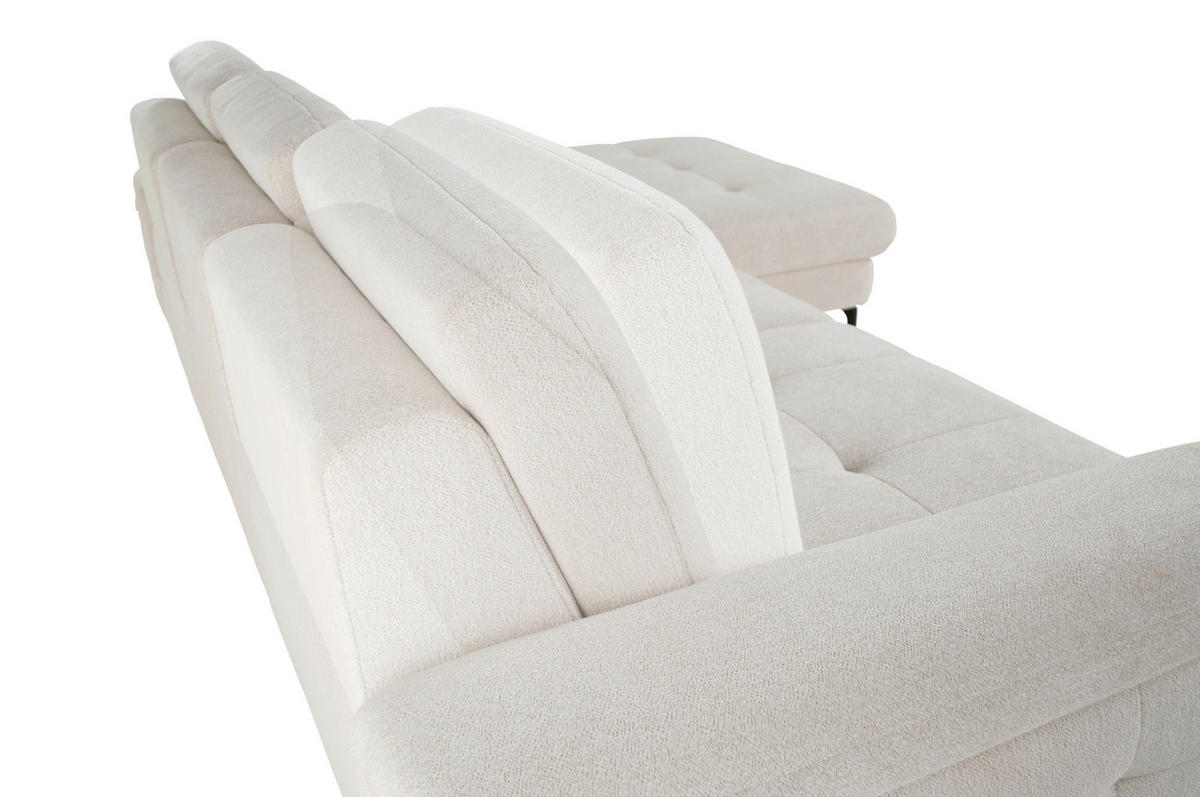 ECKSOFA ALMA Creme Chenille  - Creme/Schwarz, Design, Textil/Metall (285/191cm) - Livetastic