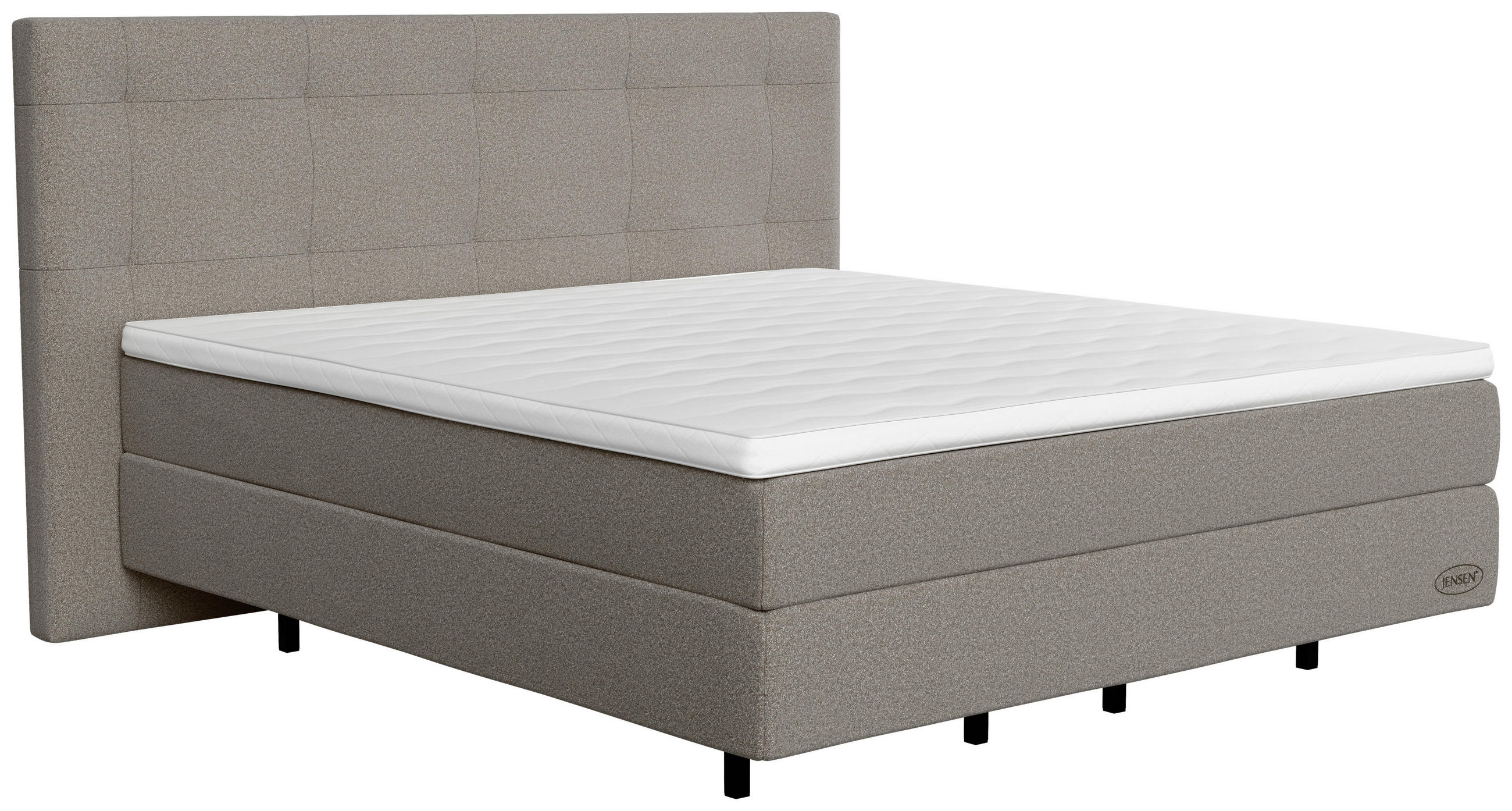 BOXSPRINGBETT 180/200 cm  in Graubraun  - Graubraun/Schwarz, KONVENTIONELL, Holz/Textil (180/200cm) - Jensen