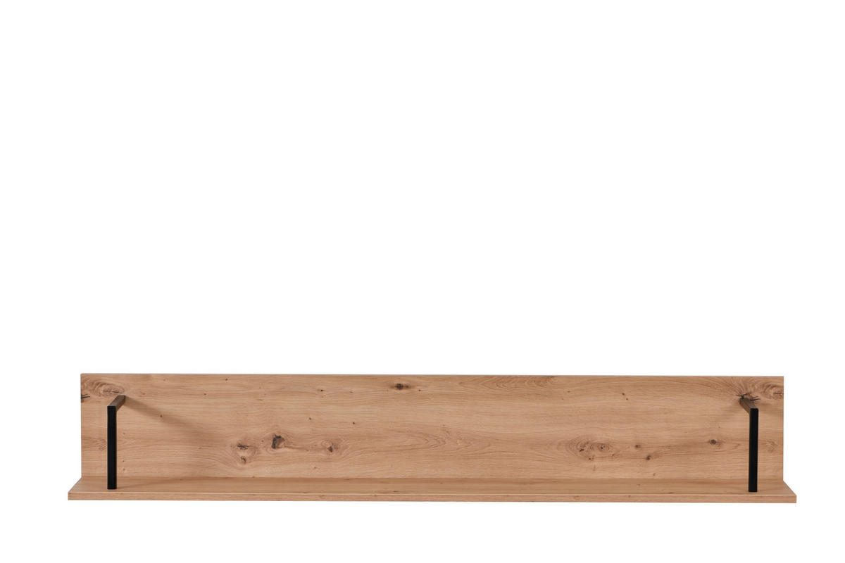 NÁSTENNÝ REGÁL, čierna, farba duba - čierna/farba duba, Basics, kompozitné drevo (137,5/24/21cm) - Xora