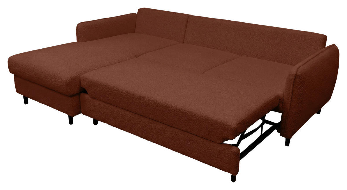 ECKSOFA LAPIT Rot Chenille Zierkissen, Rückenkissen, Bettkasten  - Rot/Schwarz, Design, Holz/Textil (170/240cm) - MID.YOU