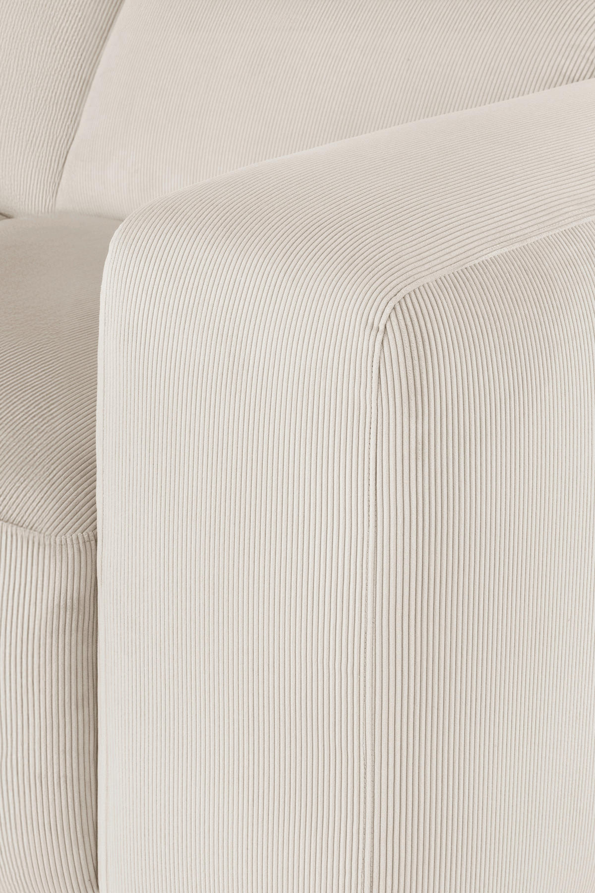 ECKSOFA HANNAH Creme Cord  - Creme/Schwarz, Design, Kunststoff/Textil (200/304cm) - MID.YOU