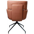 ARMLEHNSTUHL  in Eisen Echtleder pigmentiert  - Cognac/Schwarz, Design, Leder/Metall (62/92/66cm) - Dieter Knoll