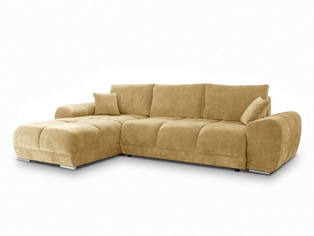 ECKSOFA  in Chenille Senfgelb  - Chromfarben/Senfgelb, KONVENTIONELL, Kunststoff/Textil (183/290cm) - Xora