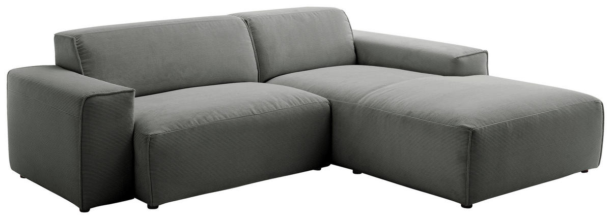 ECKSOFA in Cord Anthrazit  - Anthrazit/Schwarz, Design, Kunststoff/Textil (230/189cm) - Pure Home Lifestyle