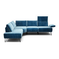 ECKSOFA Cosy Blau Samt  - Blau/Schwarz, Design, Textil/Metall (193/248-263cm) - SENSOO