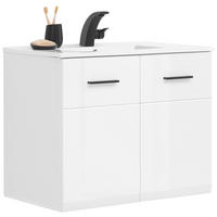 MOSDÓSZEKRÉNY MOSDÓVAL 79,8/84,6/46 cm  - magasfényű fehér, Design, műanyag/faalapú anyag (79,8/84,6/46cm) - Hom`in