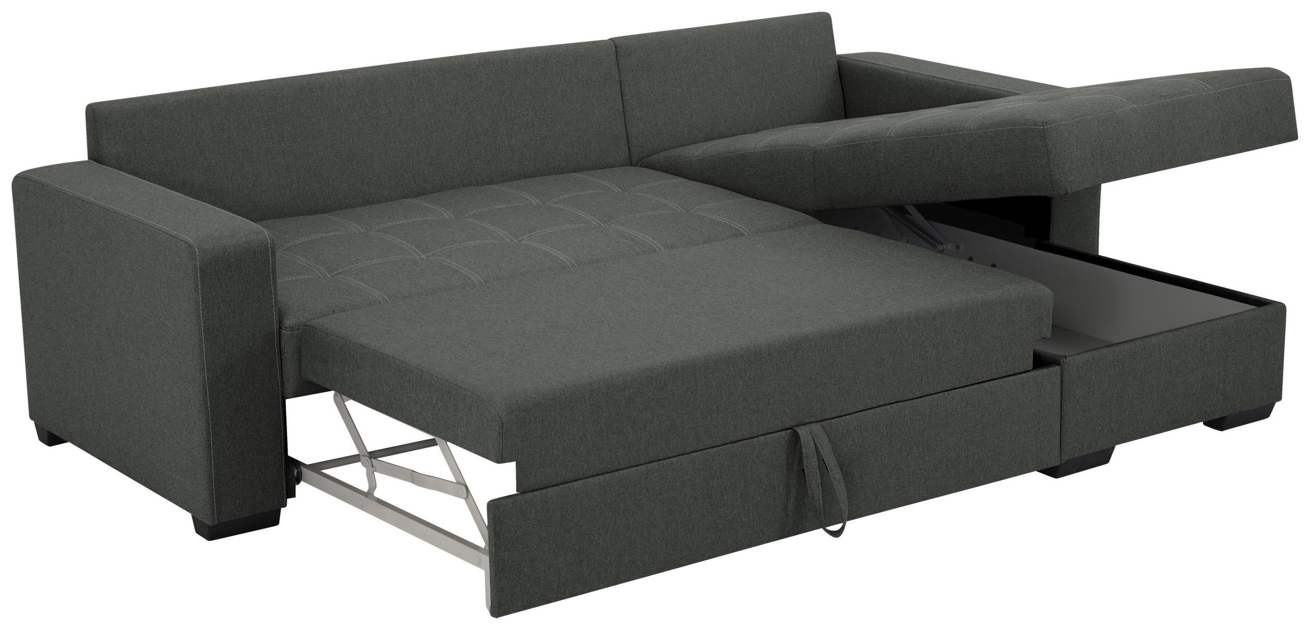 ECKSCHLAFSOFA Mikrofaser Graphitfarben  - Schwarz/Graphitfarben, Design, Kunststoff/Textil (240/160cm) - Livetastic