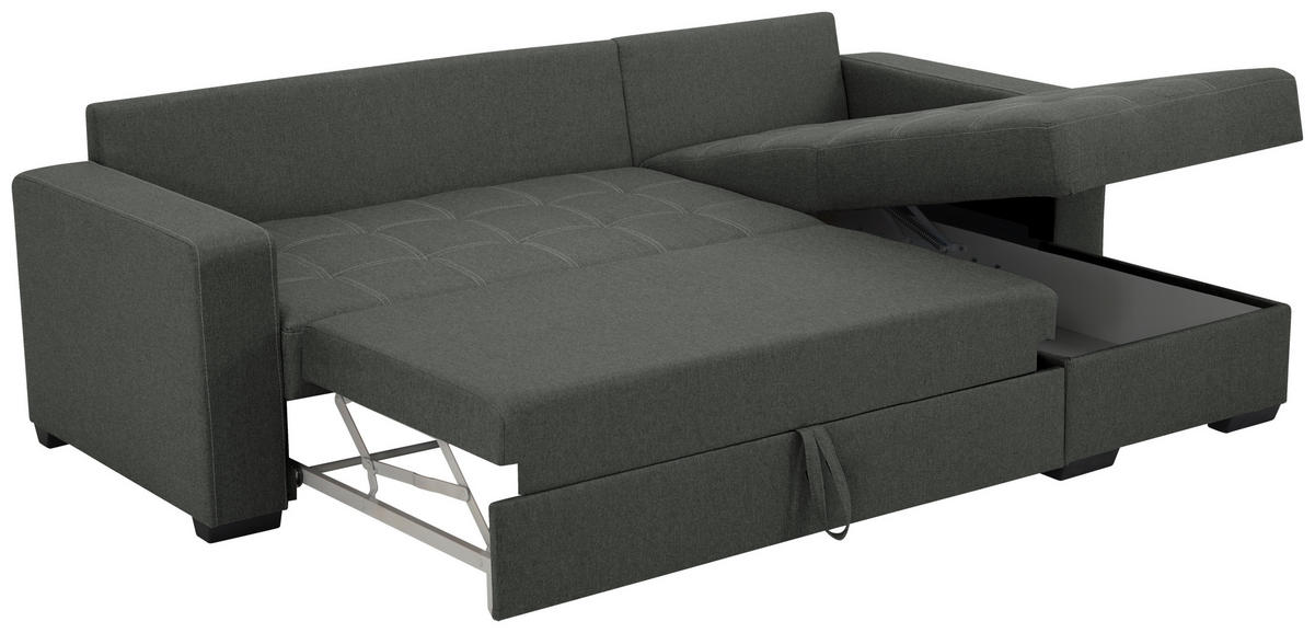 HÖRNBÄDDSOFFA i mikrofiber grafitfärgad  - vit/grafitfärgad, Design, textil/plast (240/160cm) - Livetastic
