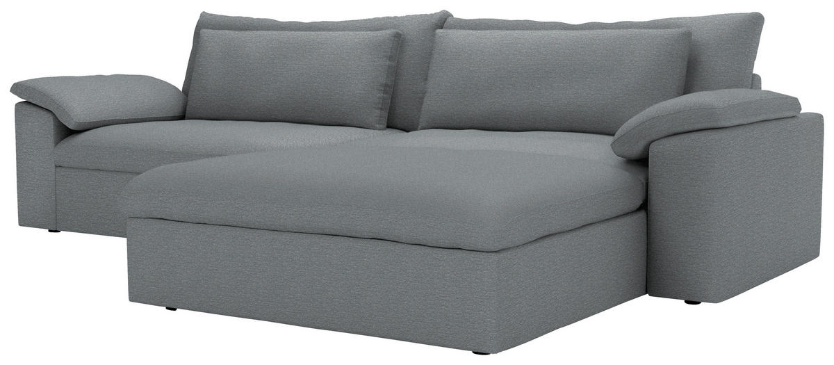 ECKSOFA 306/198 cm  in Chenille Grau Rückenkissen, Nierenkissen, Armlehnenkissen, Rücken echt  306/198 cm  - Schwarz/Grau, MODERN, Kunststoff/Textil (306/198cm) - Carryhome