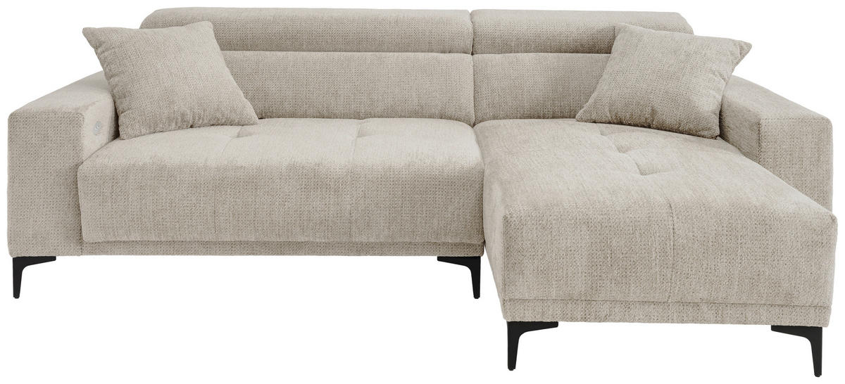 ECKSOFA Chenille Naturfarben  - Schwarz/Naturfarben, Basics, Textil/Metall (250/183cm) - Livetastic