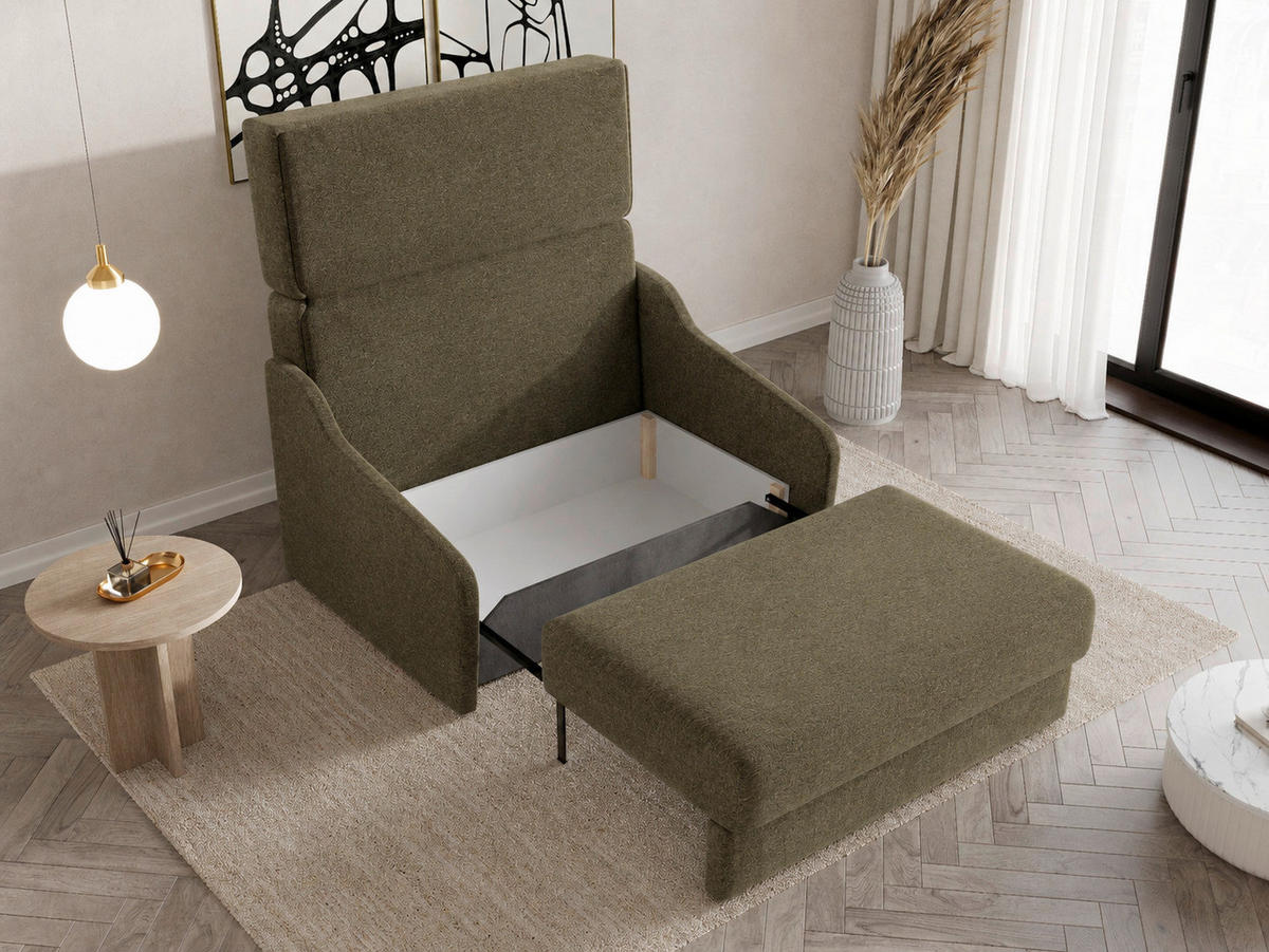 SCHLAFSOFA Dunkelgrün  - Dunkelgrün/Schwarz, Design, Kunststoff/Textil (136/86/113cm) - MID.YOU