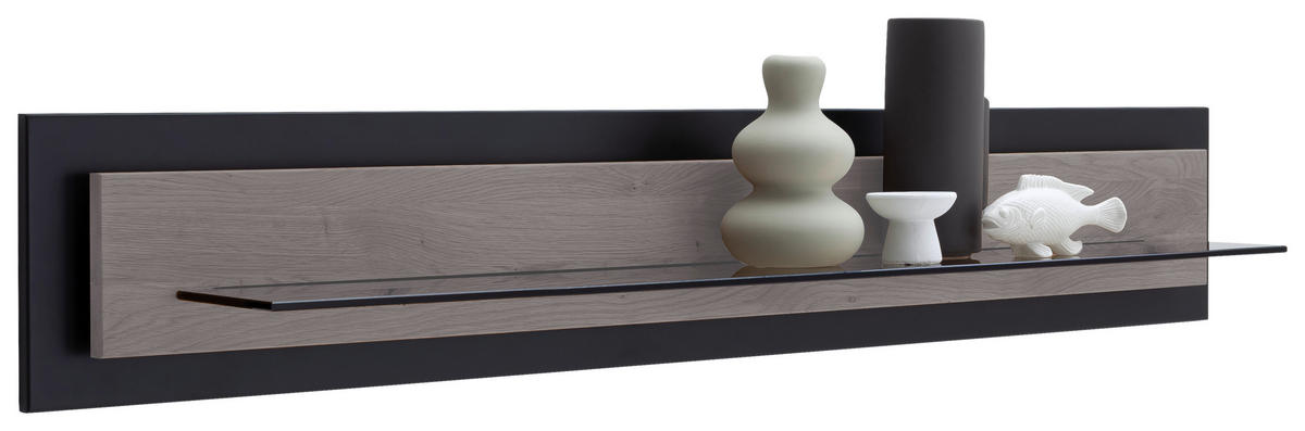 WANDBOARD  150/26/23 cm  - Eichefarben/Schwarz, Design, Glas/Holz (150/26/23cm) - Novel