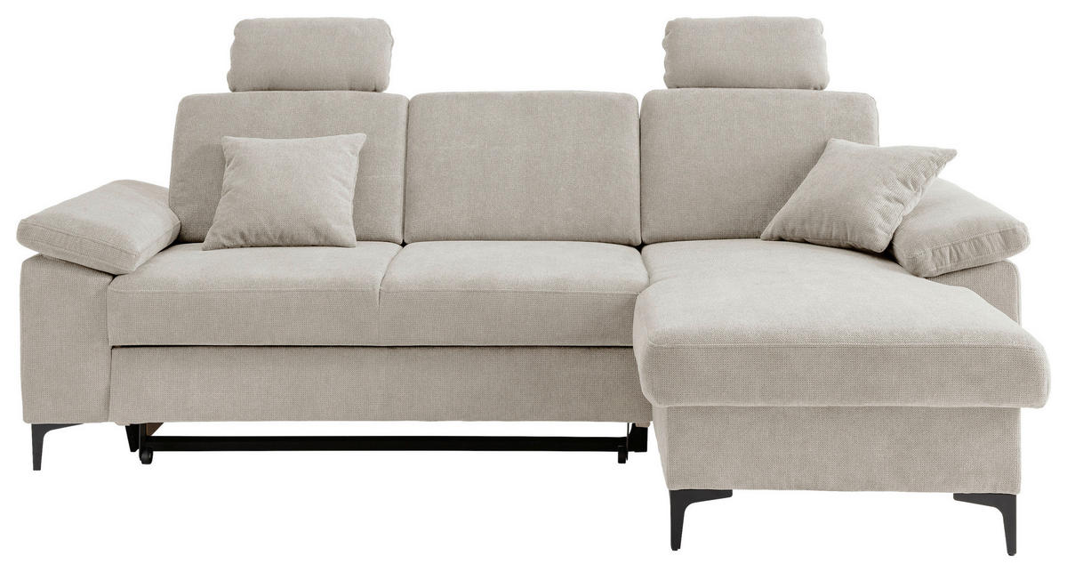 ECKSOFA Chenille Naturfarben  - Schwarz/Naturfarben, Konventionell, Textil/Metall (245/151cm) - Livetastic