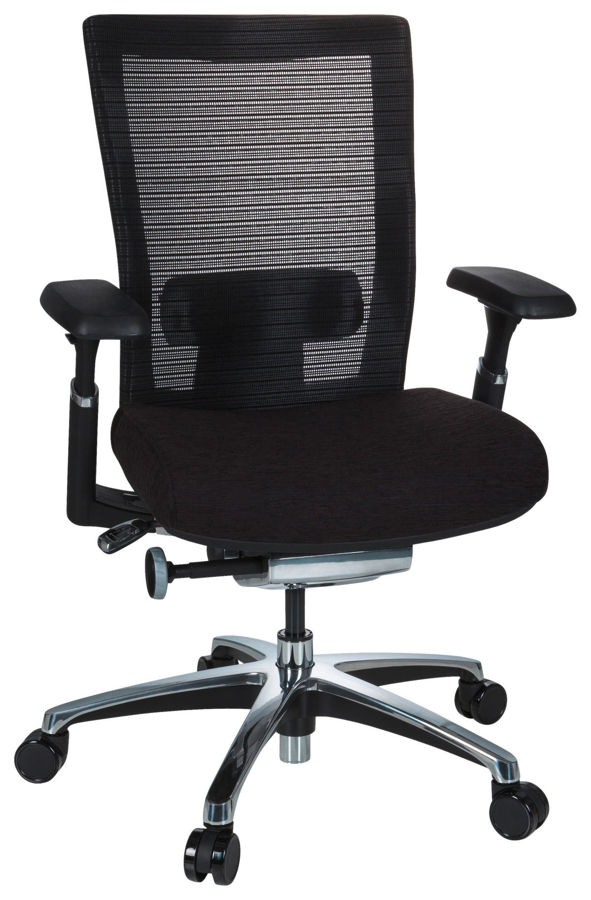 VRTLJIVI STOL umetna masa, tekstil črna  - barve kroma/črna, Moderno, kovina/umetna masa (65/101/60cm) - MID.YOU