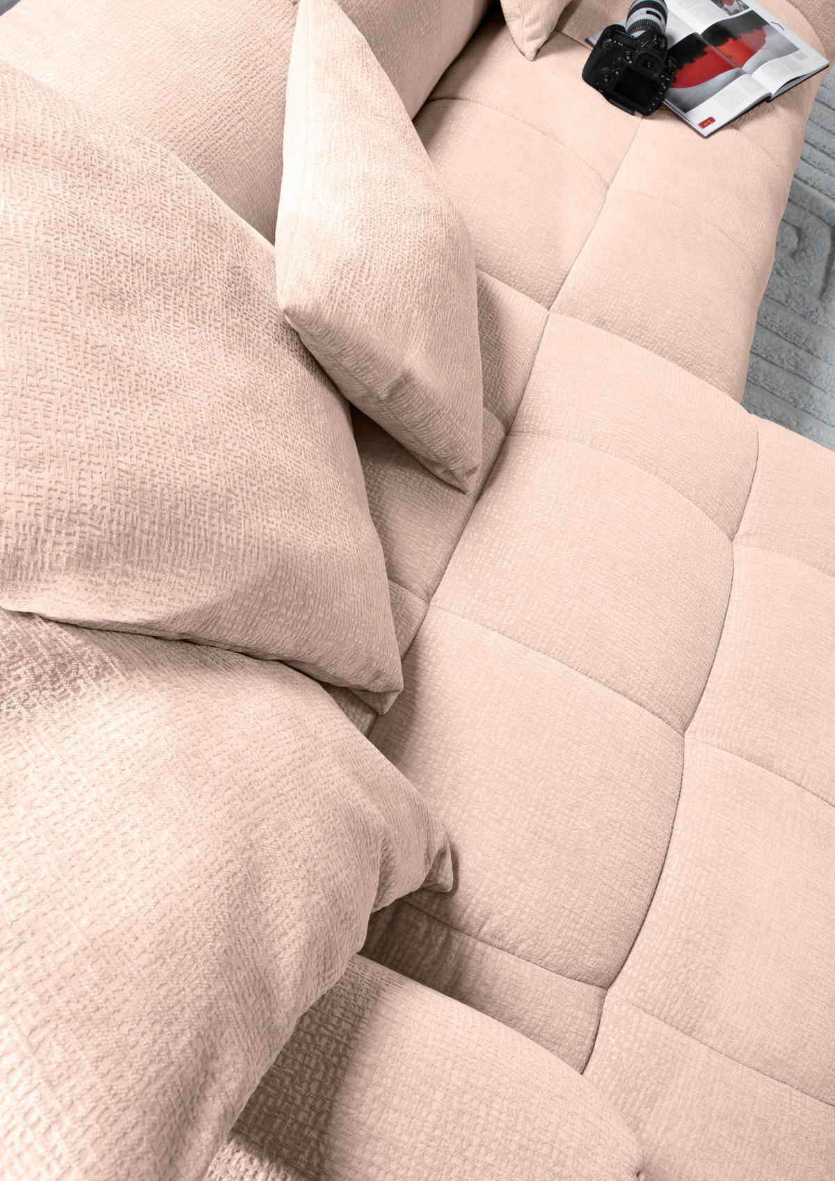 ECKSOFA in Flachgewebe Rosa  - Schwarz/Rosa, Konventionell, Kunststoff/Textil (170/280cm) - Carryhome