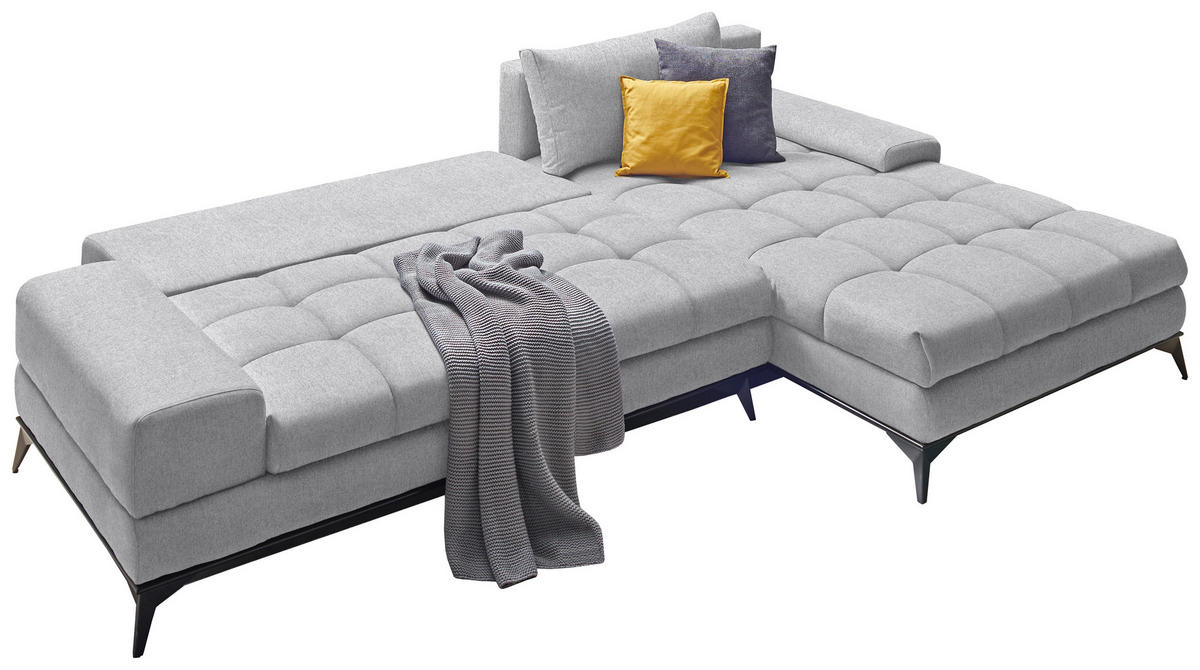 ECKSOFA in Webstoff Greige  - Greige/Schwarz, Design, Textil/Metall (315/212cm) - Carryhome