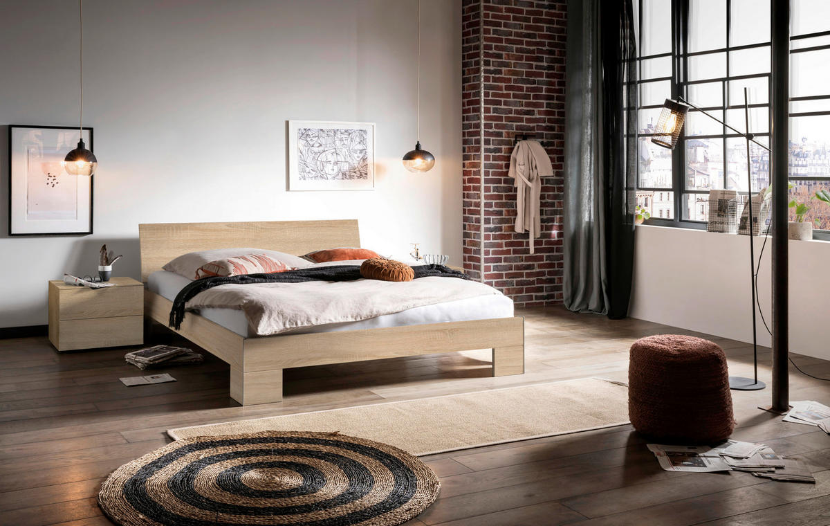 BETT 140/200 cm  in Eichefarben  - Eichefarben, Design, Holzwerkstoff (140/200cm) - Hasena