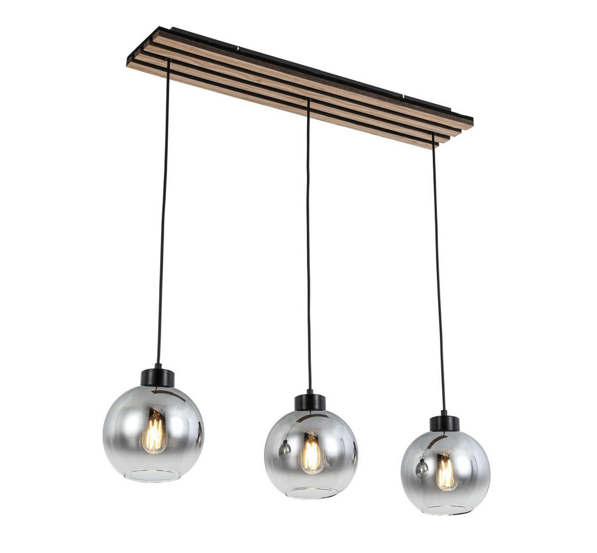 HÄNGELEUCHTE Florida 76/18/120 cm   - Chromfarben/Eichefarben, Basics, Glas/Holzwerkstoff (76/18/120cm) - Novel