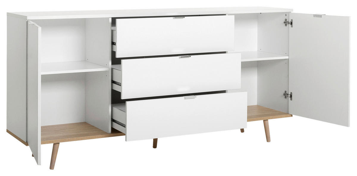 SIDEBOARD  in 180/87/40 cm  - Alufarben/Weiß, KONVENTIONELL, Holz/Holzwerkstoff (180/87/40cm) - MID.YOU