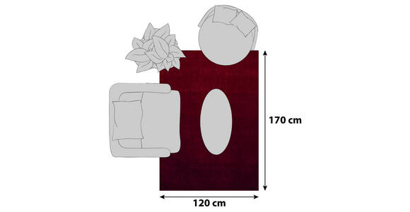 HOCHFLORTEPPICH 120/170 cm ATA 7000 Rot - Rot, Design, Textil (120/170cm) - Novel