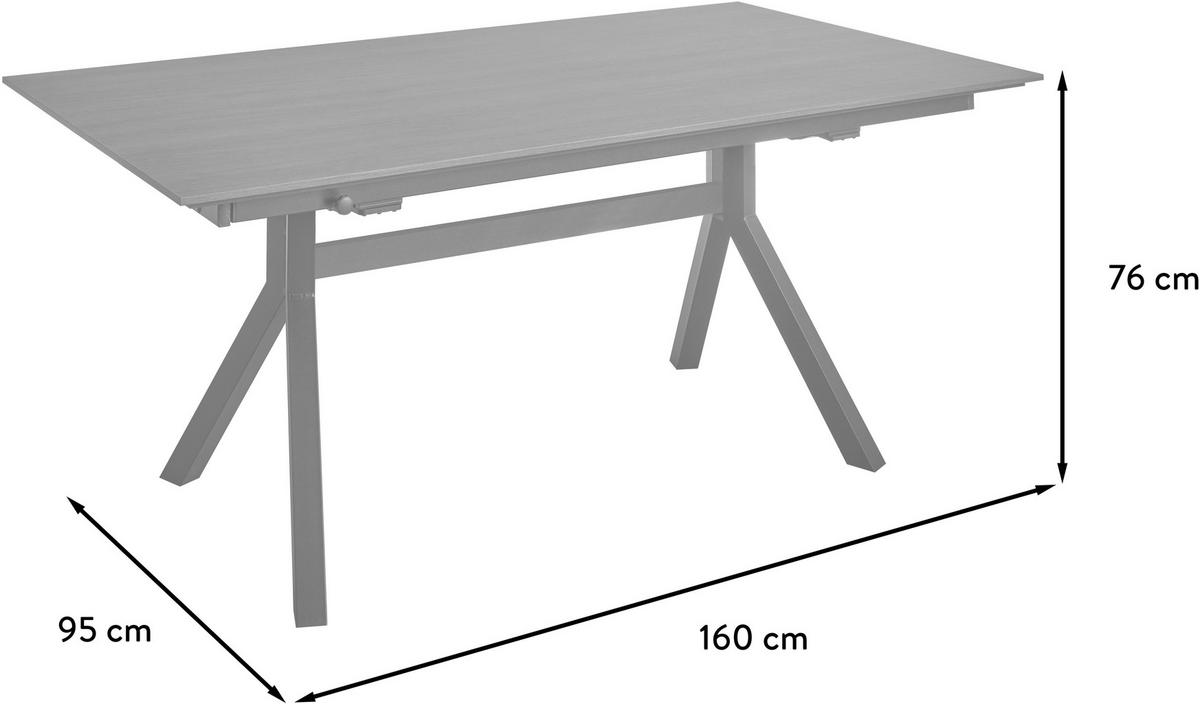 ESSTISCH in Metall, Holzwerkstoff 160/95/76 cm   - Eichefarben/Schwarz, Basics, Holzwerkstoff/Metall (160/95/76cm) - Celina Home