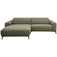 ECKSOFA in Feincord Olivgrün  - Schwarz/Olivgrün, Design, Textil/Metall (172-177/294cm) - Pure Home Lifestyle