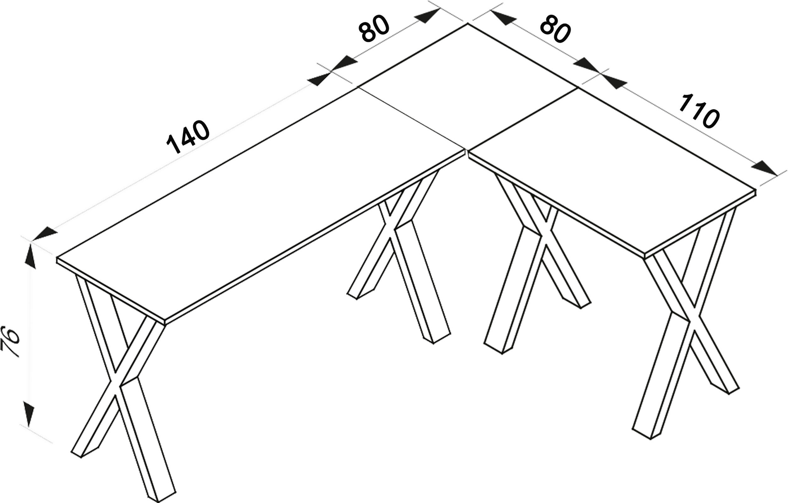 ECKSCHREIBTISCH 220/190/76 cm  in Anthrazit, Silberfarben  - Anthrazit/Silberfarben, Design, Holzwerkstoff/Metall (220/190/76cm) - MID.YOU