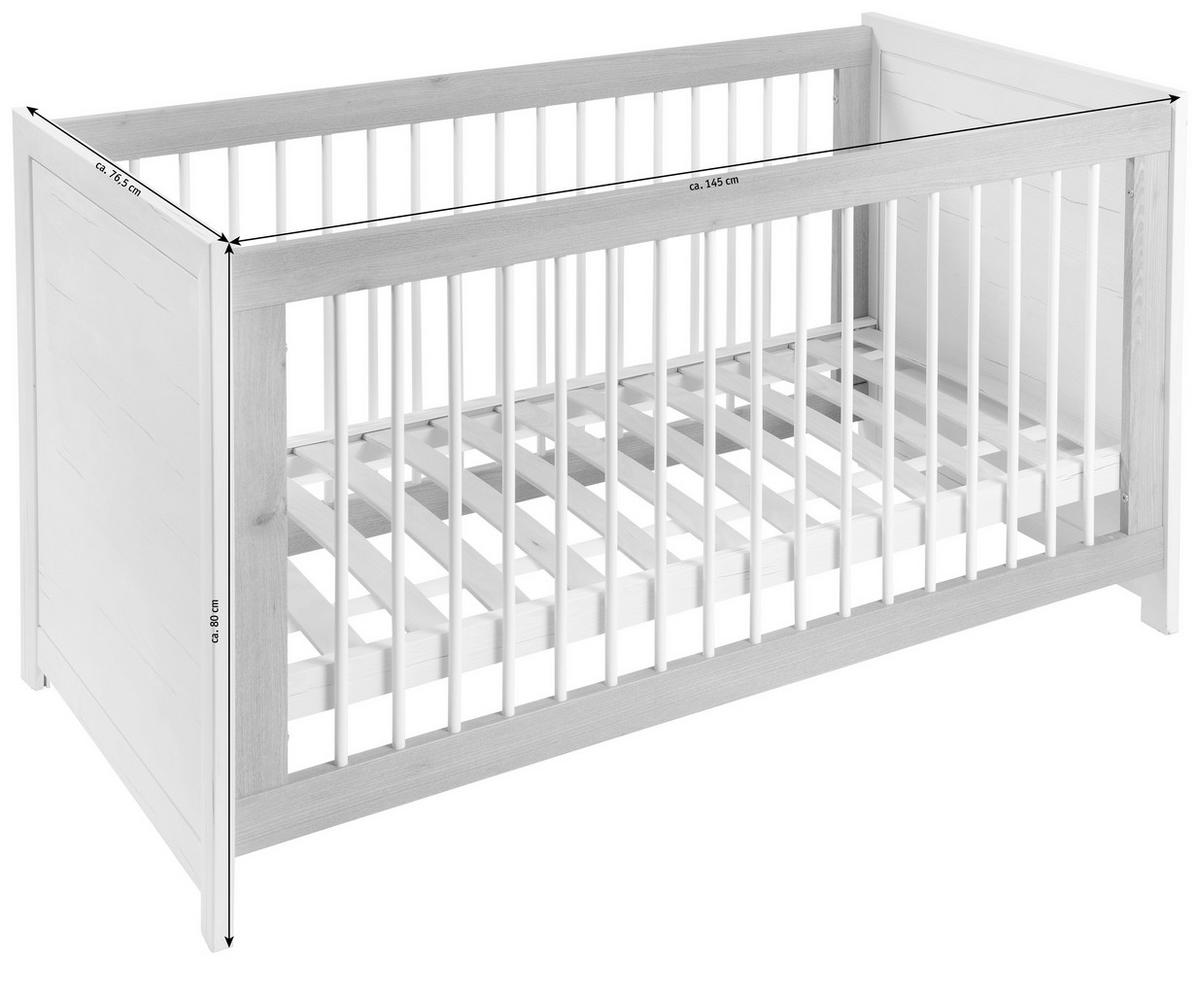 GITTERBETT CAMRON  145/76,50/80 cm   - Weiss/Grau, Natur, Holz/Holzwerkstoff (145/76,50/80cm) - My Baby Lou