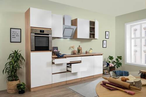 KÜCHENBLOCK 280 cm   in Eichefarben  - Weiss/Eichefarben, Modern, Holzwerkstoff (280cm) - Respekta