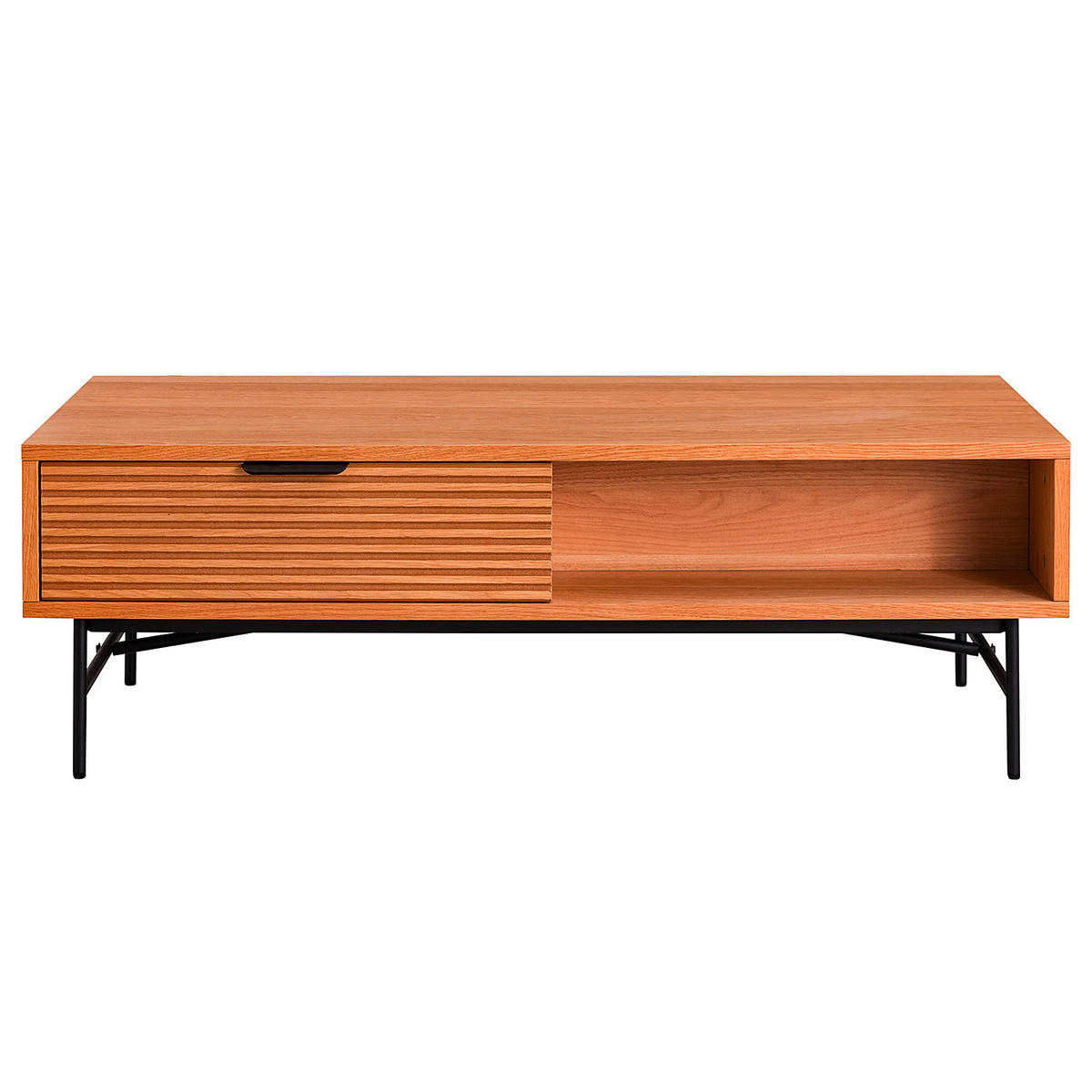 COUCHTISCH Eiche furniert 120/60/40 cm rechteckig Schwarz, Eichefarben  - Eichefarben/Schwarz, MODERN, Holz/Holzwerkstoff (120/60/40cm) - home24