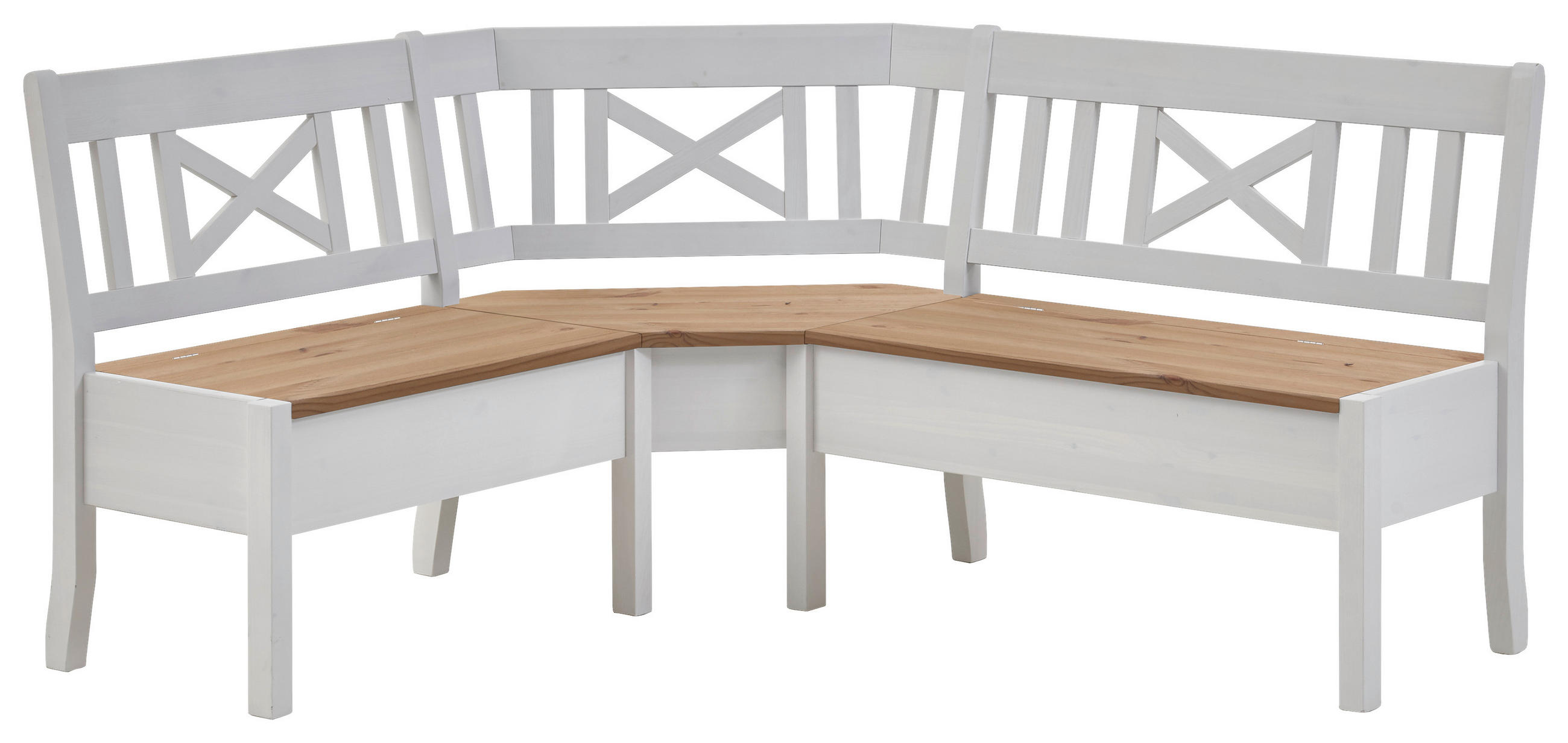 ECKBANK 170/147 cm Weiß, Laugenfarbig Kiefer massiv   - Laugenfarbig/Weiß, ROMANTIK / LANDHAUS, Holz (170/147cm) - Boxxx