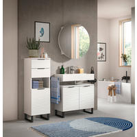 BADEZIMMER 3-teilig  in 105 cm  - Schwarz/Weiß, MODERN, Holzwerkstoff/Metall (105cm) - MID.YOU
