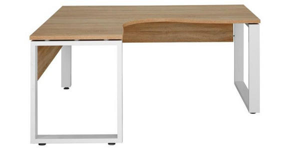 ECKSCHREIBTISCH 140/160/75,60 cm in Weiß, Sonoma Eiche - Weiß/Sonoma Eiche, KONVENTIONELL, Holzwerkstoff/Metall (140/160/75,60cm) - Voleo