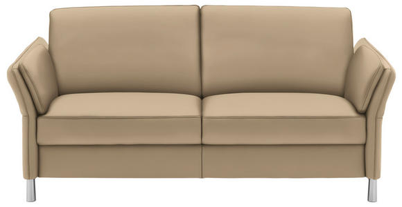 2,5-SITZER in Leder Beige - Beige/Alufarben, Design, Leder/Metall (164/82/99cm) - Dieter Knoll