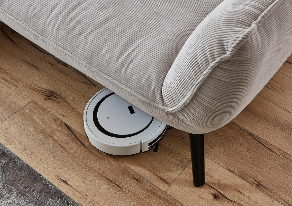 ECKSOFA Hellgrau Cord  - Hellgrau/Schwarz, Design, Textil/Metall (196/301cm) - Moderano